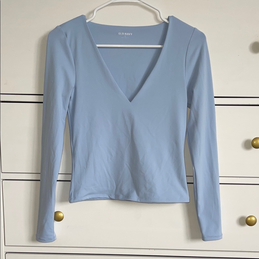 Brand New Baby Blue V Neck Longsleeve